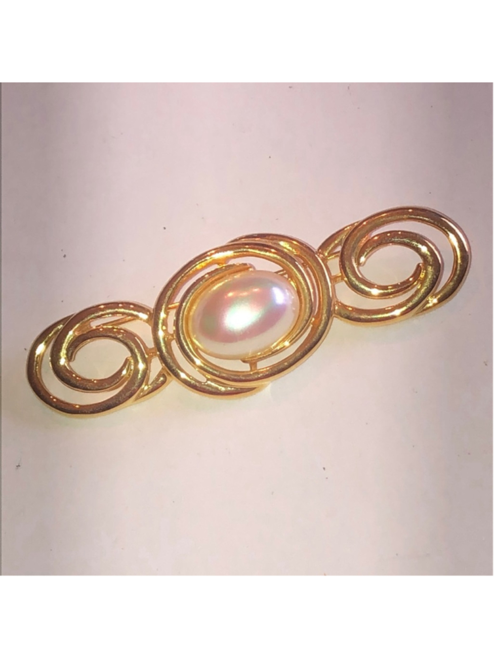 Piscitelli Brand Gold Tone Faux Pearl Vintage Brooch